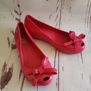 Melissa 3 peep toe ballerina hot pink flats